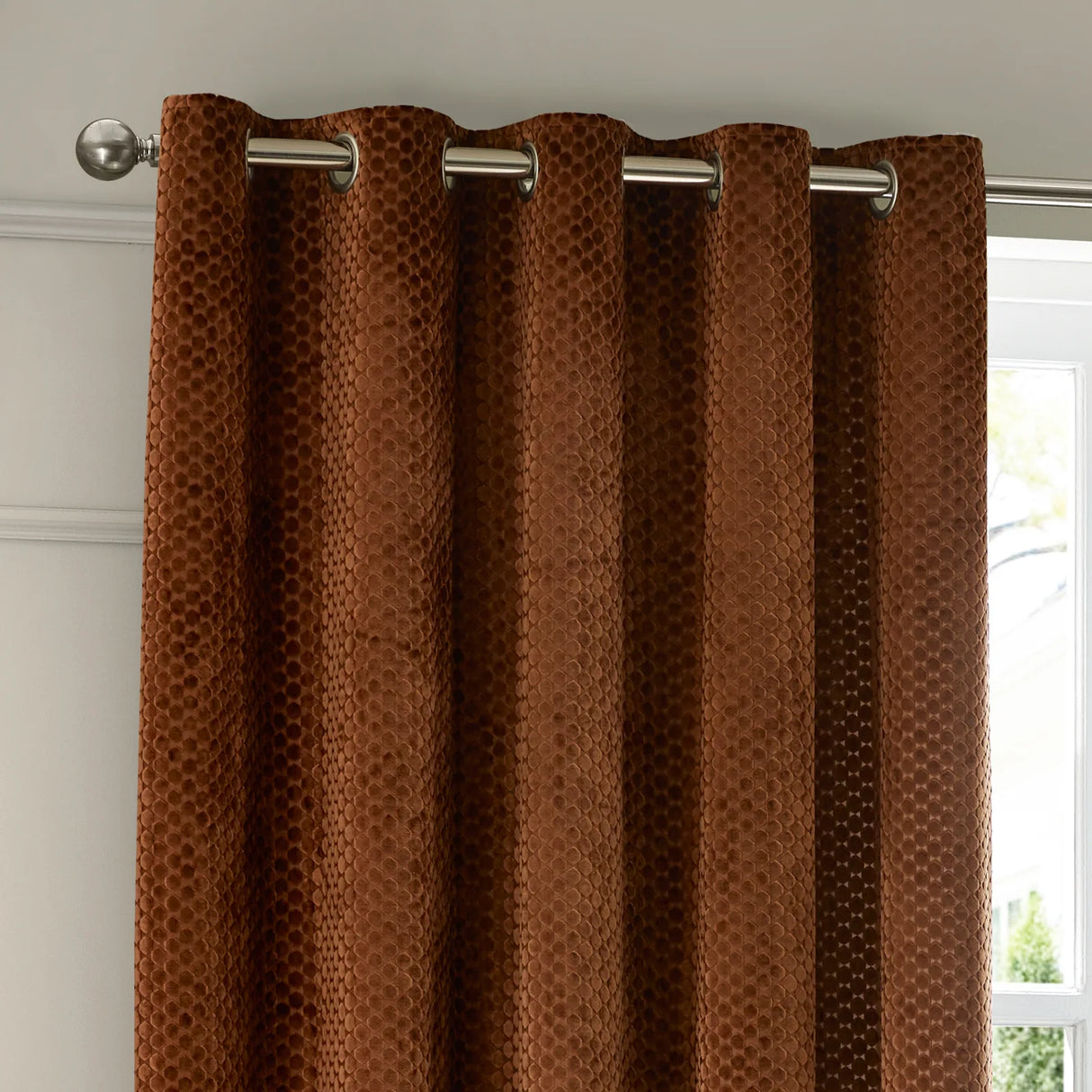 Neptune Fully Lined Velvet Eyelet Curtains Copper - image 4
