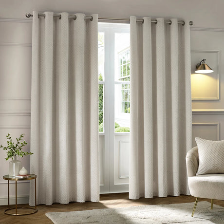 Neptune Fully Lined Velvet Eyelet Curtains Ivory - image 3