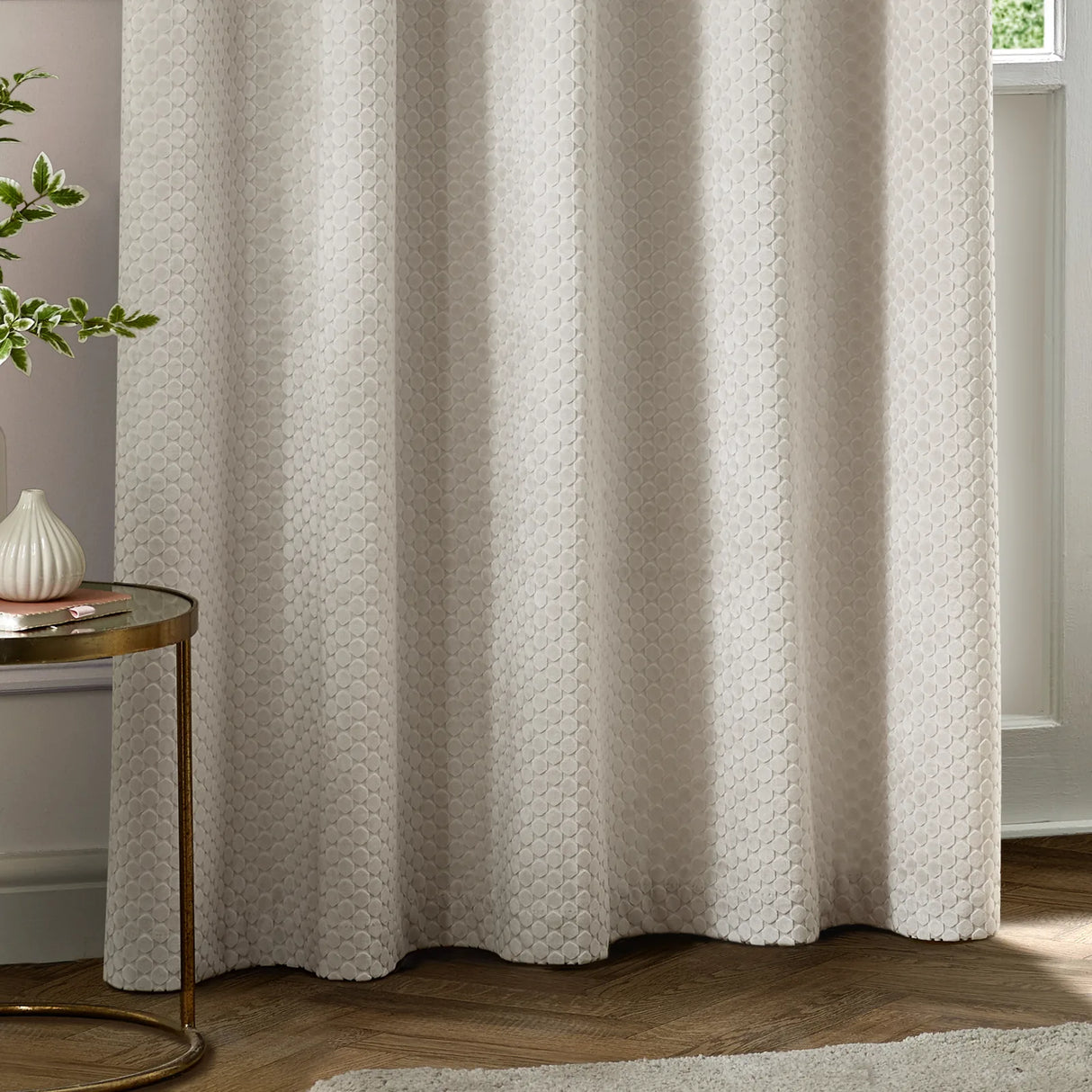 Neptune Fully Lined Velvet Eyelet Curtains Ivory - image 5