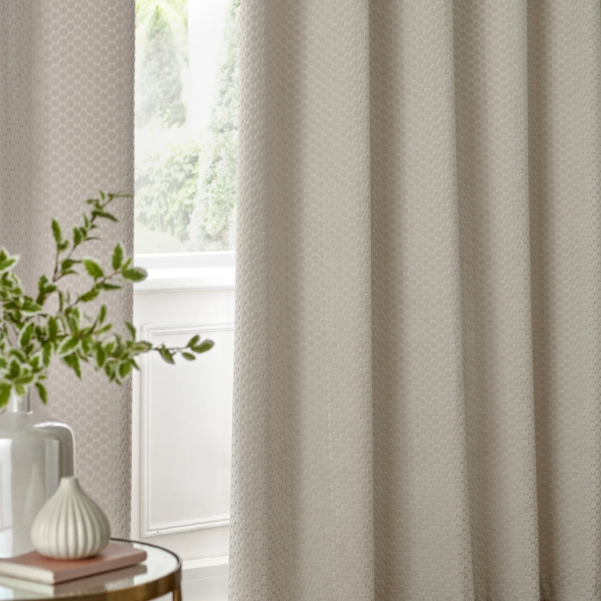 Neptune Fully Lined Velvet Eyelet Curtains Ivory - image 6