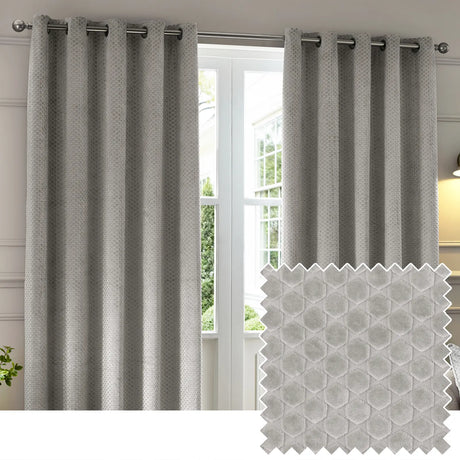 Neptune Fully Lined Velvet Eyelet Curtains Silver - image 2