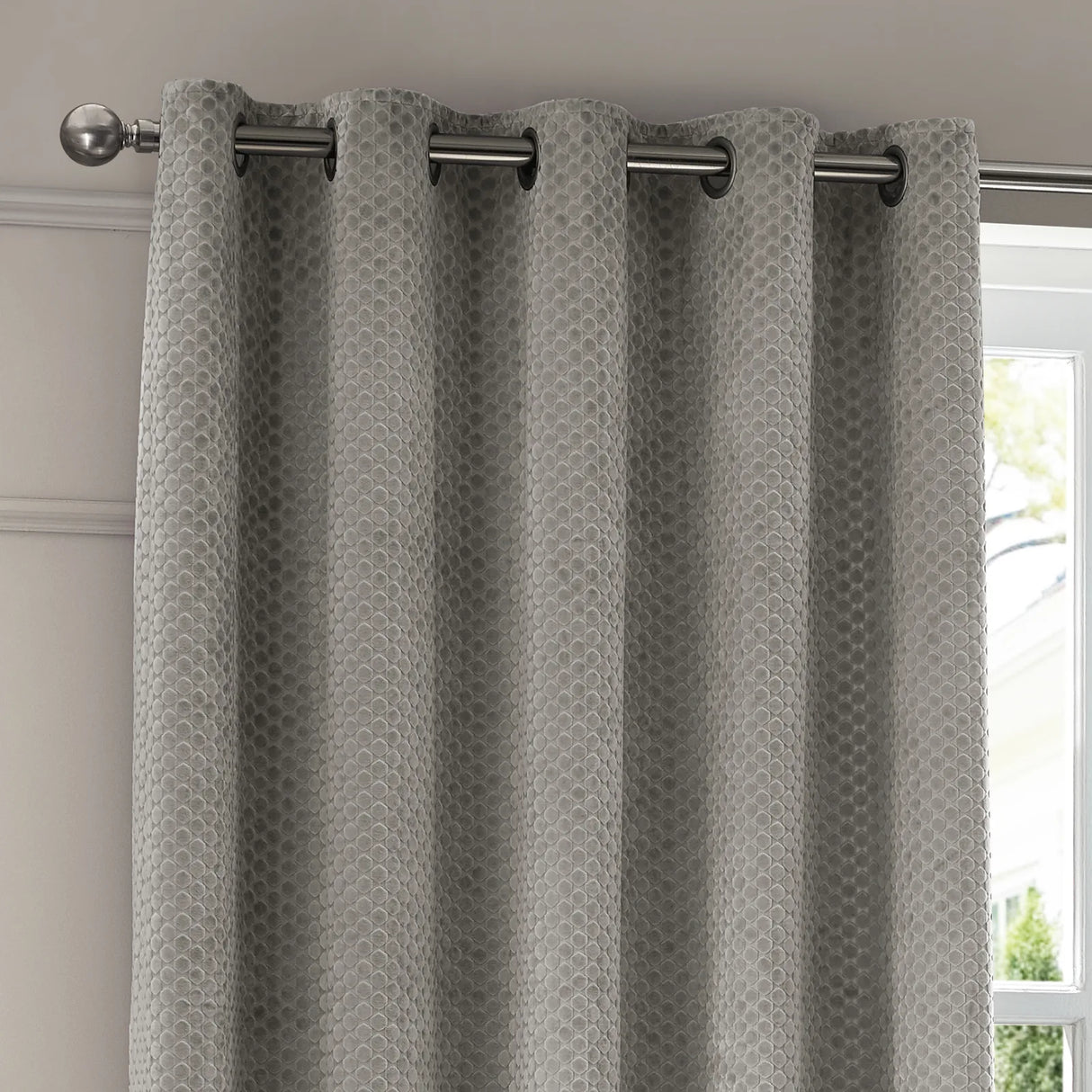Neptune Fully Lined Velvet Eyelet Curtains Silver - image 4