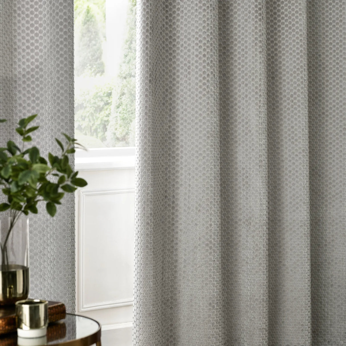 Neptune Fully Lined Velvet Eyelet Curtains Silver - image 6