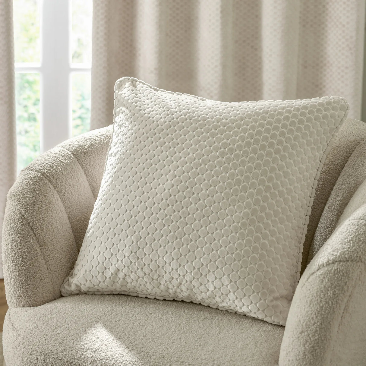 Neptune Velvet Cushion Cover Ivory 50 x 50cm - image 1