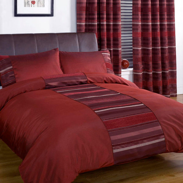 New York Faux Silk Red Duvet Cover Set - Ideal