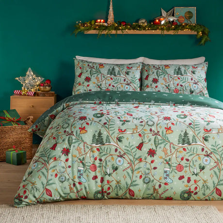 Noelle Soft Touch Reversible Duvet Cover Set Green - image 2