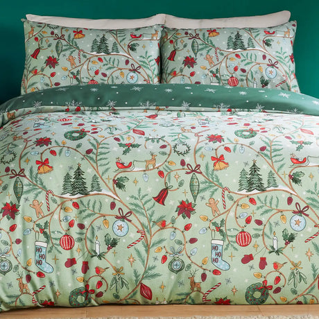Noelle Soft Touch Reversible Duvet Cover Set Green - image 4