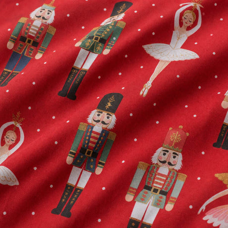 Macro close-up of the polycotton fabric on the Nutcracker Red Christmas Polycotton Duvet Cover Set