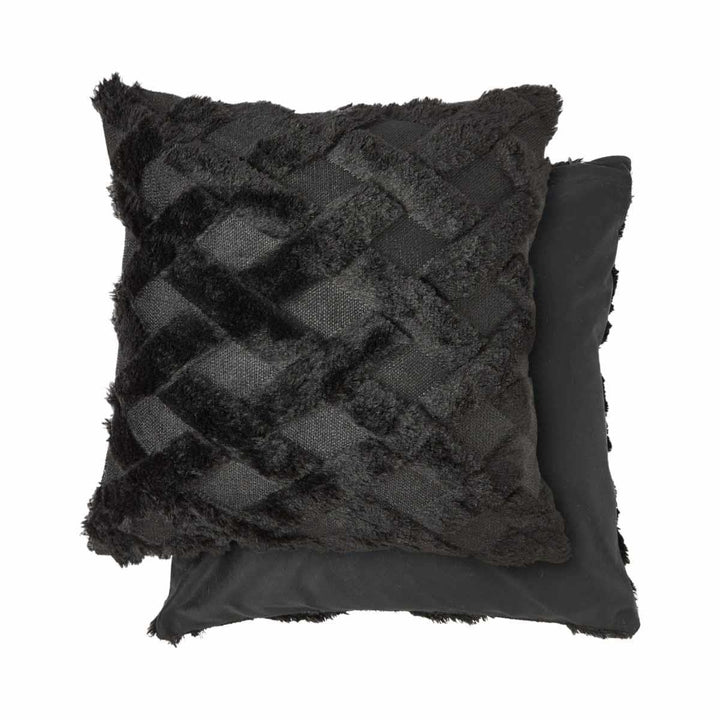 Nyla Hatch Cushion Cover Black 17x17" (43x43cm) - Ideal