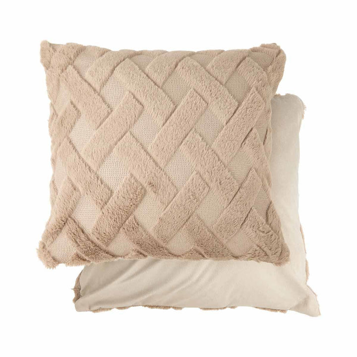 Nyla Hatch Cushion Cover Taupe Cream 17x17" (43x43cm) - Ideal