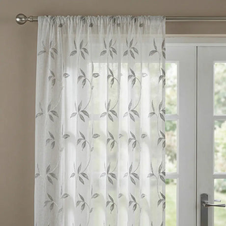Oasis Leaf Slot Top Voile Curtain Panel 2