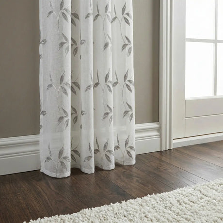 Oasis Leaf Slot Top Voile Curtain Panel 3