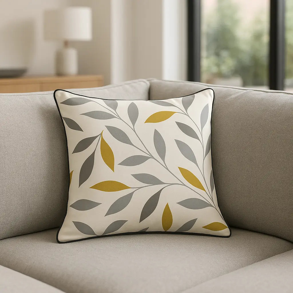 Beechwood Patterned Cushion Cover 43cm x 43cm (17" x 17") - Ochre