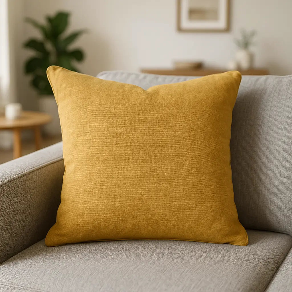 Sorbonne Cotton Cushion Cover 43cm x 43cm (17" x 17") - Ochre