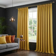 100% Blackout Tape Top Pencil Pleat Curtains - Ochre