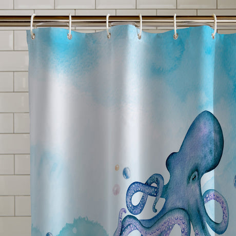 Catherine Lansfield Octopus 180x180cm Shower Curtain Panel Blue