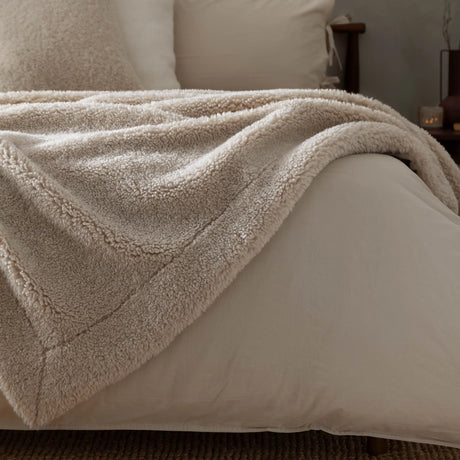 Olann Knitted Reversible Natural Velvet Fleece Throw Blanket 130cm x 180cm - additional product view 1
