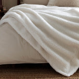 Olann Knitted Reversible Ecru Velvet Fleece Throw Blanket 130cm x 180cm - additional product view 1