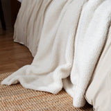 Olann Knitted Reversible Ecru Velvet Fleece Throw Blanket 130cm x 180cm - additional product view 2