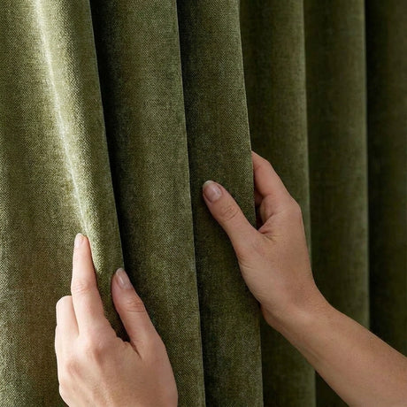 Heavy Chenille Lined Tape Top Pencil Pleat Curtains 3