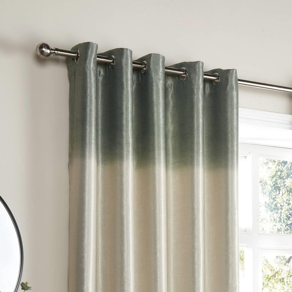 Ombre Strata Dim Out Eyelet Curtains Green - Ideal