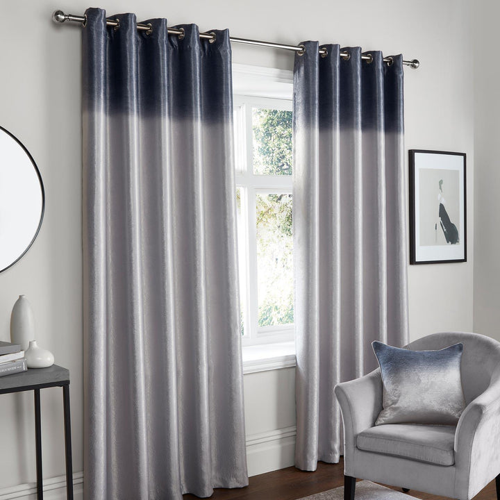Ombre Strata Dim Out Eyelet Curtains Grey - Ideal