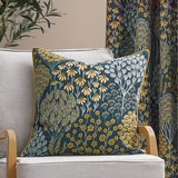 Ophelia Floral Jacquard Cushion Cover Blue/Saffron 50 x 50cm - image 1