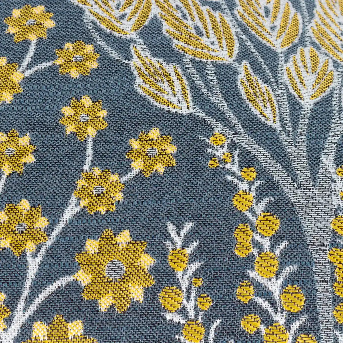 Ophelia Floral Jacquard Cushion Cover Blue/Saffron 50 x 50cm - image 4