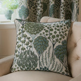 Ophelia Floral Jacquard Cushion Cover Thyme/Mineral 50 x 50cm - image 1