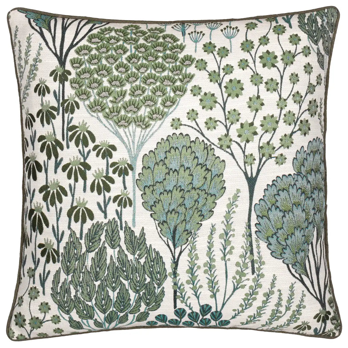 Ophelia Floral Jacquard Cushion Cover Thyme/Mineral 50 x 50cm - image 2