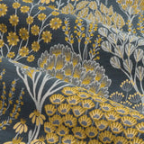 Ophelia Fully Lined Jacquard Floral Pencil Pleat Curtains Blue/Saffron - image 5