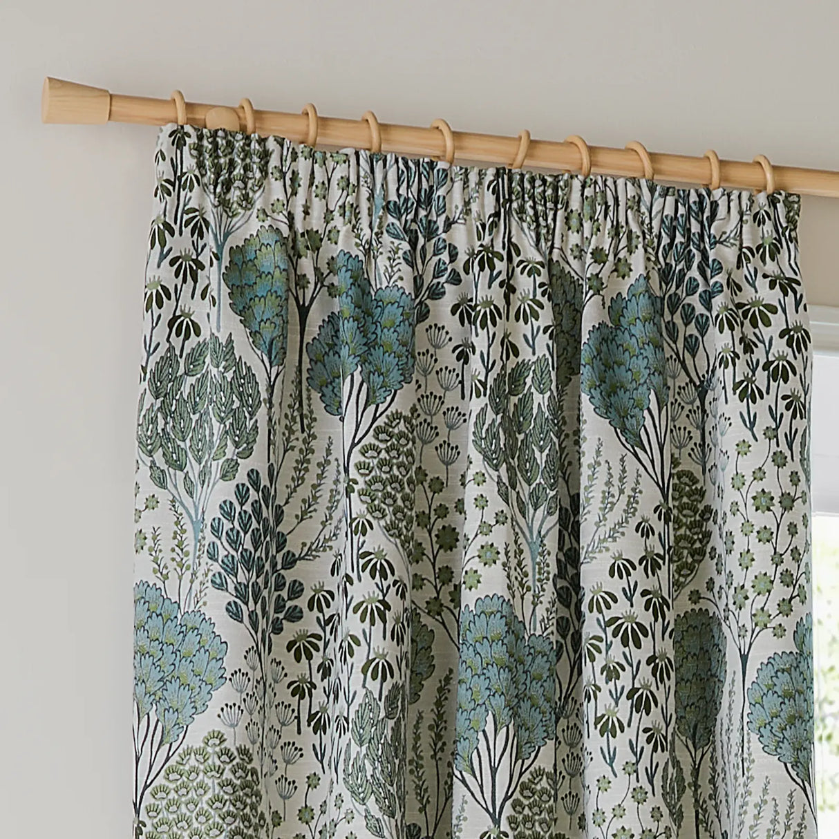 Ophelia Fully Lined Jacquard Floral Pencil Pleat Curtains Thyme/Mineral - image 3