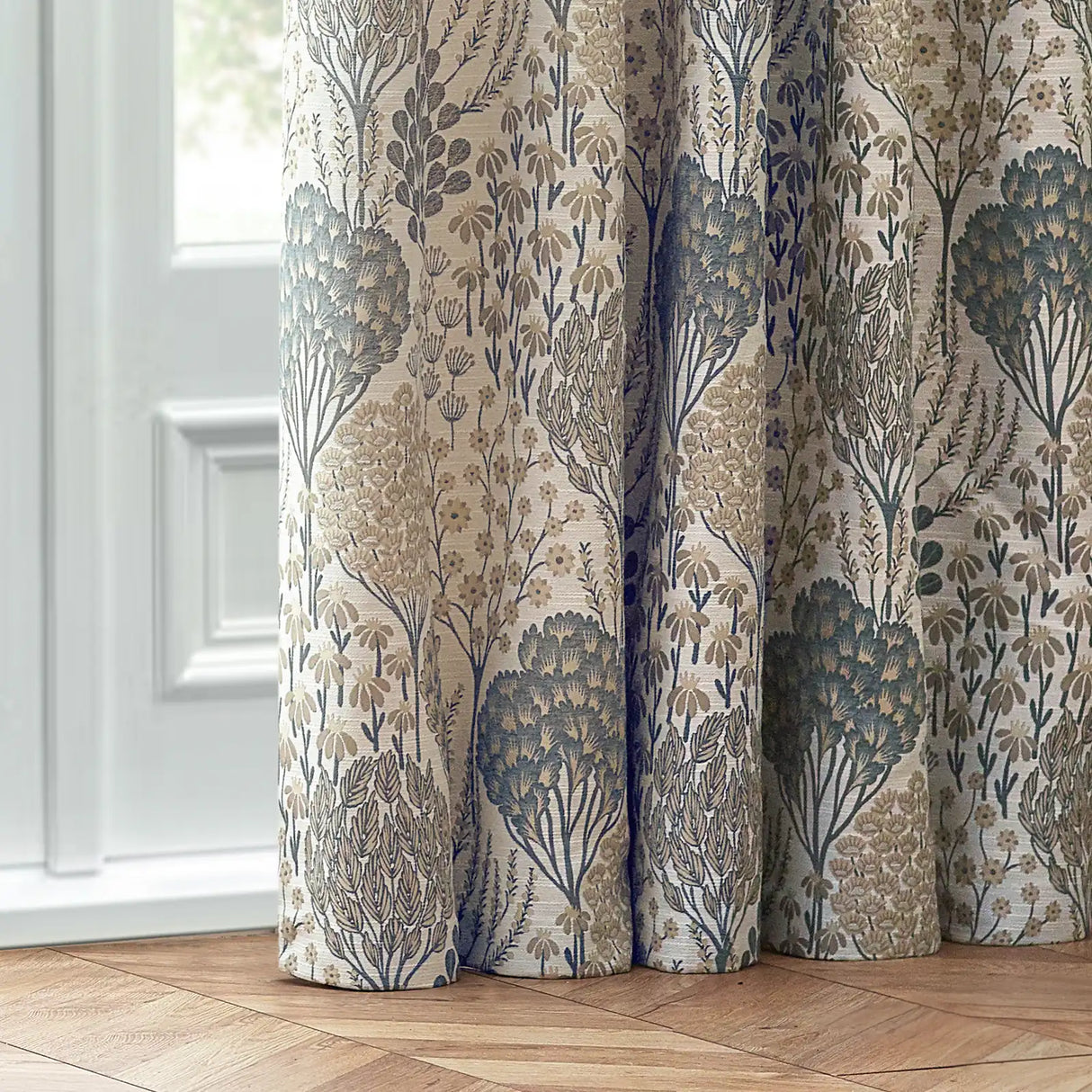 Ophelia Fully Lined Jacquard Floral Pencil Pleat Curtains Wedgewood - image 4