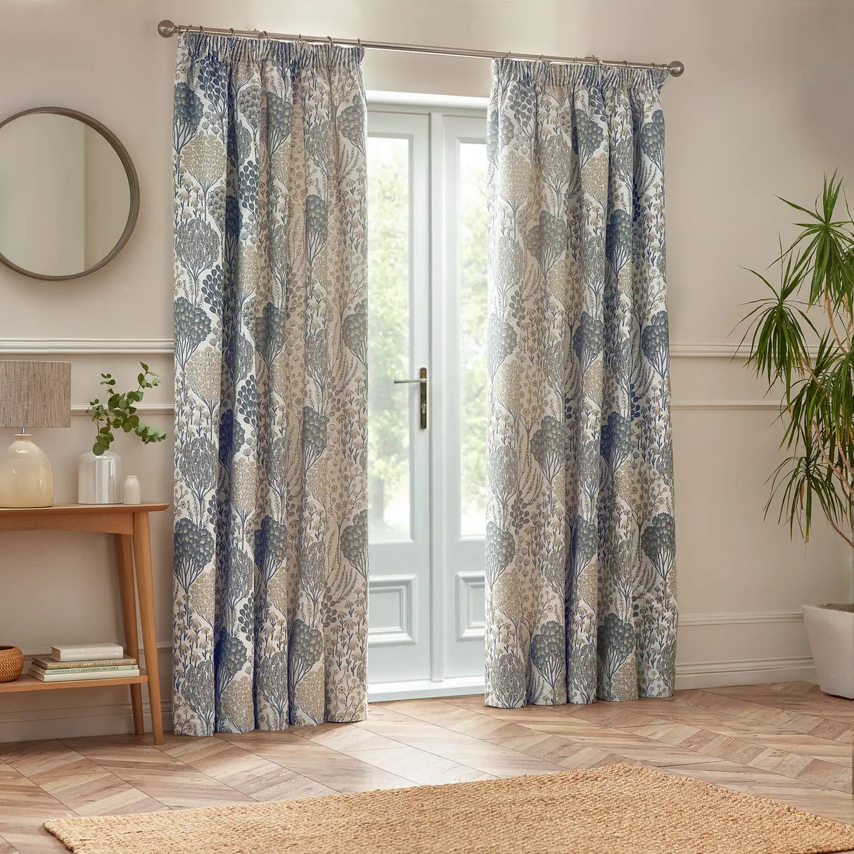 Ophelia Fully Lined Jacquard Floral Pencil Pleat Curtains Wedgewood - image 6
