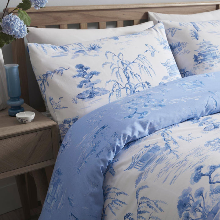 Oriental Garden Blue Duvet Cover Set - Ideal