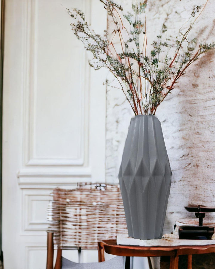 Origami Geometric Vase Grey 30cm - Ideal