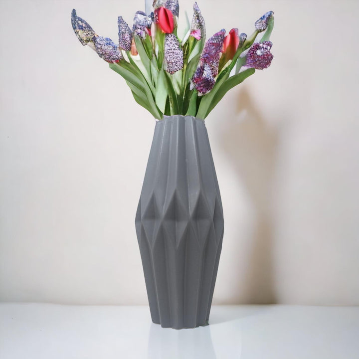 Origami Geometric Vase Grey 30cm - Ideal