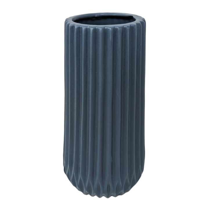 Origami Ribbed Vase Blue 20cm - Ideal