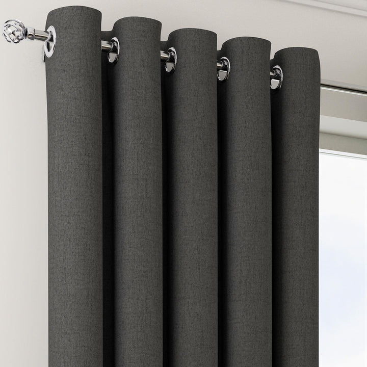 Orion Blackout Eyelet Curtains Charcoal 66" x 90" - Ideal