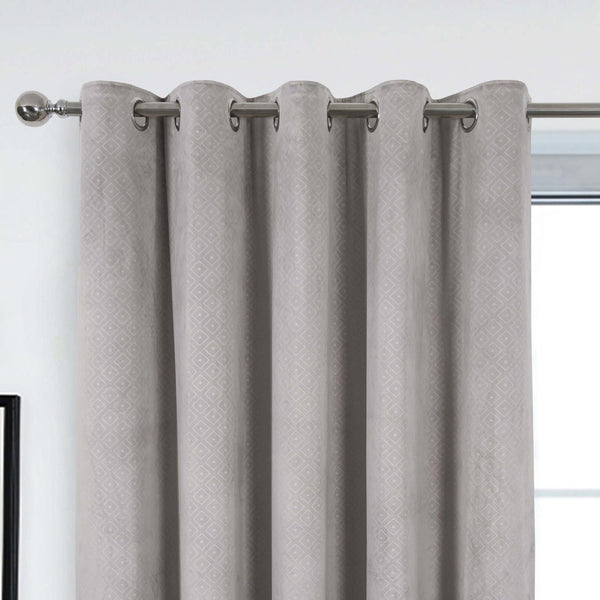 Otto Velour Thermal Eyelet Curtains Grey - Ideal