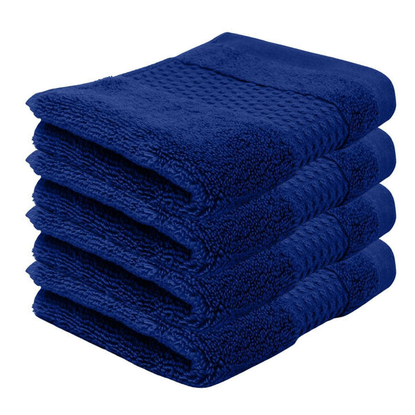 Pack of 4 Zero Twist Cotton Face Cloths Blue - Ideal
