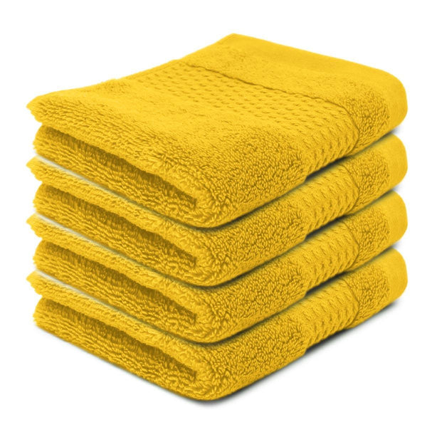 Pack of 4 Zero Twist Cotton Face Cloths Yellow - Ideal