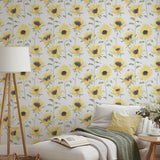 Catherine Lansfield Painted Sunflowers Wallpaper Yellow