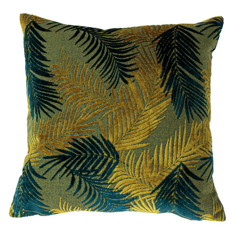 Palm Grove Velvet Gold / Teal Cushion Cover 50cm x 50cm - additional product view 1