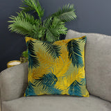 Palm Grove Velvet Gold / Teal Cushion Cover 50cm x 50cm - additional product view 4
