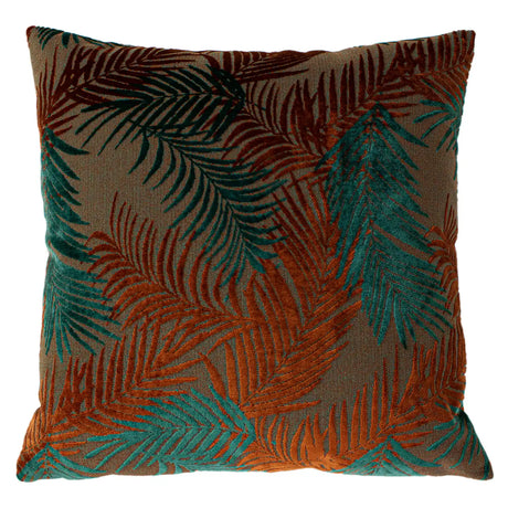 Palm Grove Velvet Teal + Rust Cushion Cover 50cm x 50cm - additional product view 1