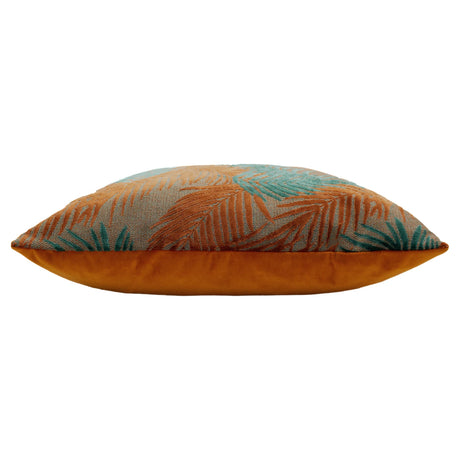 Palm Grove Velvet Teal + Rust Cushion Cover 50cm x 50cm - additional product view 3