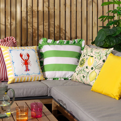 Palm Royale Stripe Outdoor Green Cushion Cover or Filled Cushion 50cm x 50cm - additional product view 5