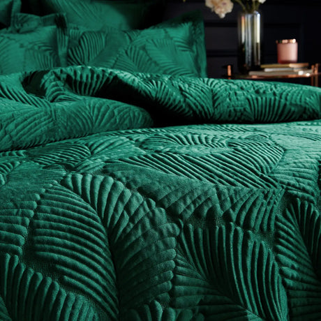 Palmeria Quilted Emerald 100% Cotton Duvet Cover Bedding Set - additional product view 1