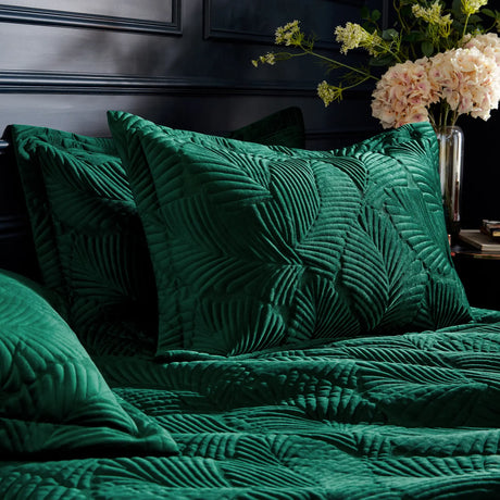 Palmeria Quilted Emerald 100% Cotton Duvet Cover Bedding Set - additional product view 2